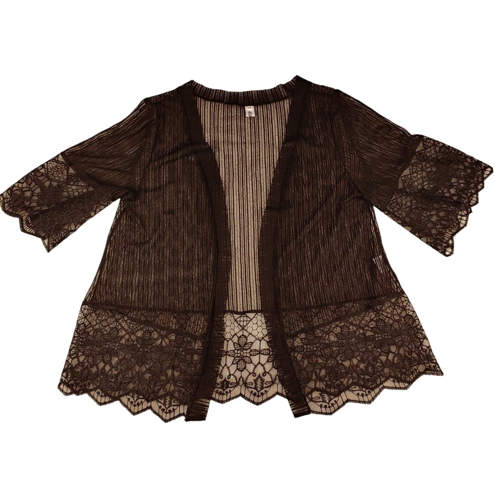 Aileron Women Lace Cardigan Tops Lady Summer Sheer Coat Black M